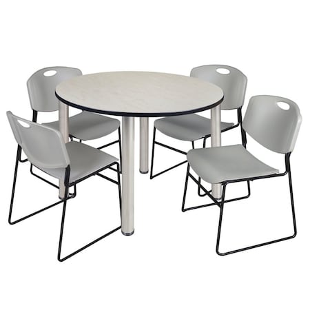 Regency Kee Round Table & Chair Set, Wood, Metal, Polypropylene Top, Maple TB48RNDPLBPCM44GY